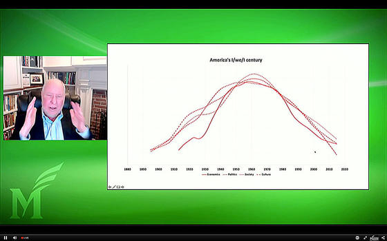 Robert Putnam displays data.