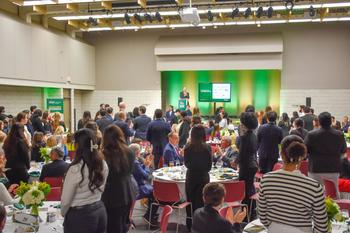Student recipients stand to be recognized at the Scholarship Luncheon. Photo by Jeffrey Porovich